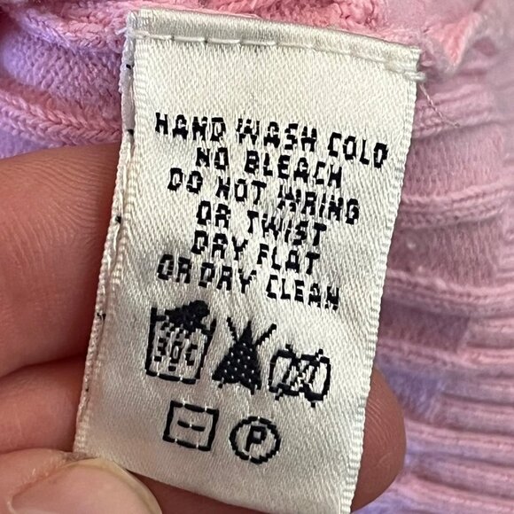 Lilly Pulitzer Vintage Cable Knit Button Up Sweater Pink Cotton Blend Size Large - Picture 9 of 9